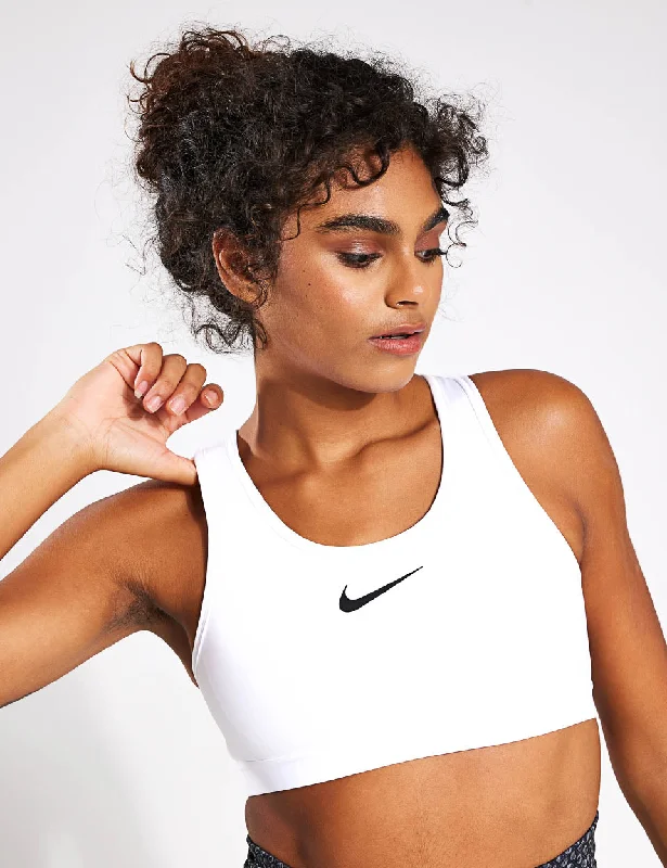 Swoosh High Support Bra - White/Black Comfortable Lounge Bra