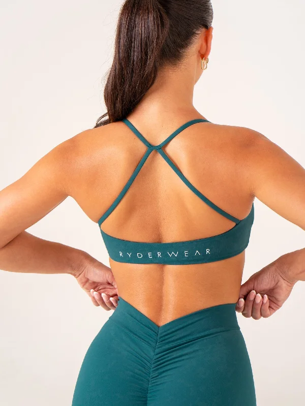 NKD Stonewash Sports Bra - Emerald Stonewash Stretchy Wireless Bra