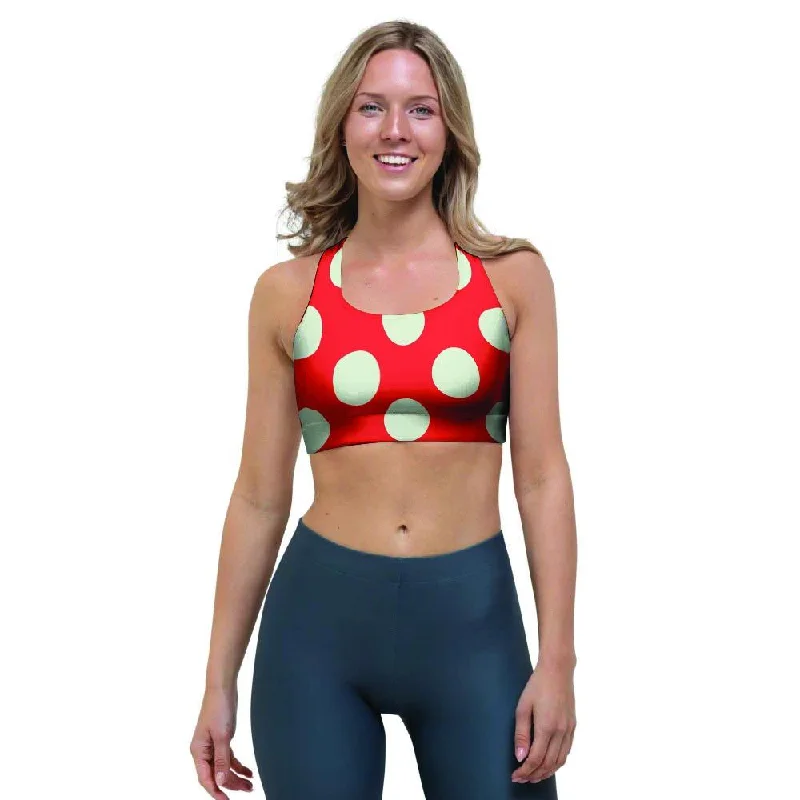 Red Polka Dot Sports Bra Seamless Wireless Bra