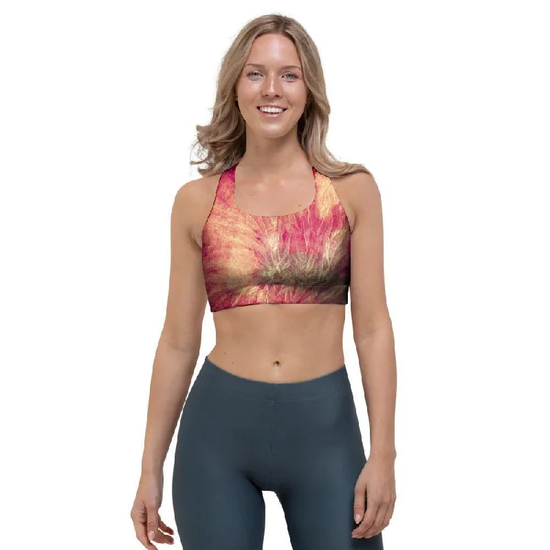 Red Tie Dye Sports Bra Sleek Sports Bra