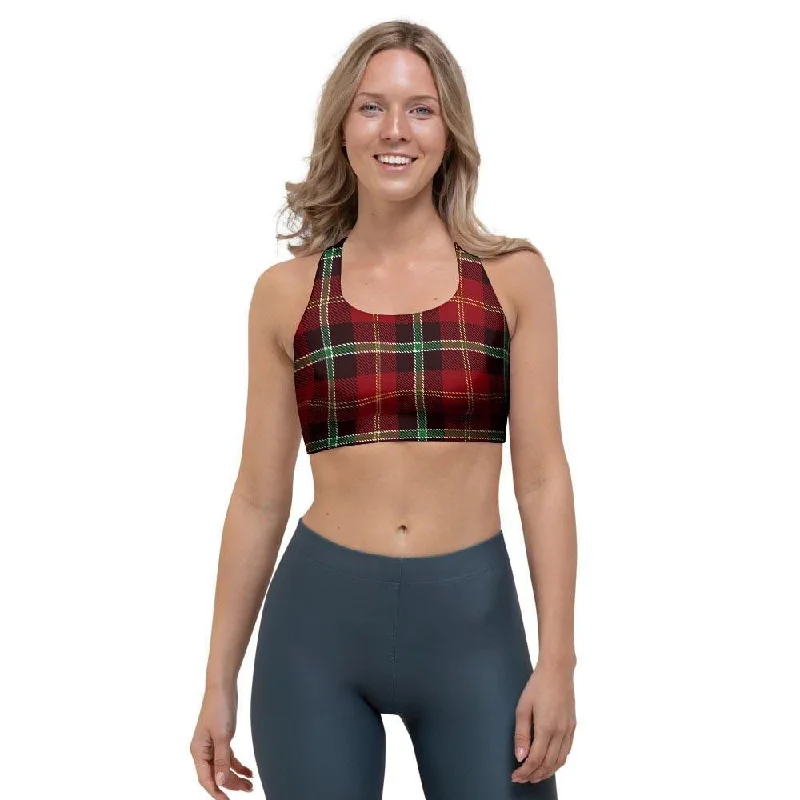 Royal Stewart Red Plaid Tartan Sports Bra Soft Cup Bra