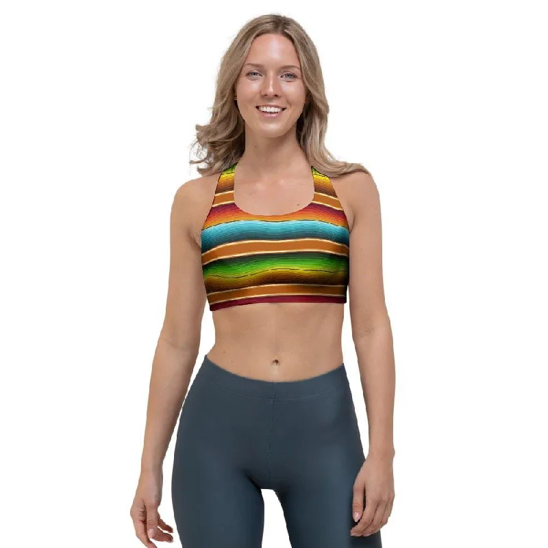 Serape Print Sports Bra Stretchy Wireless Bra