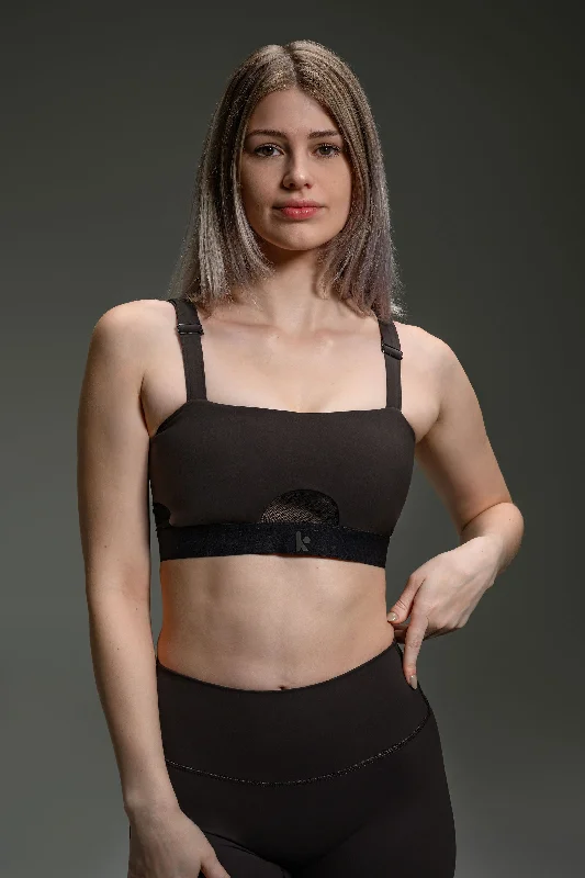 Square Bra Mesh II - Espresso Elegant Cotton Bra