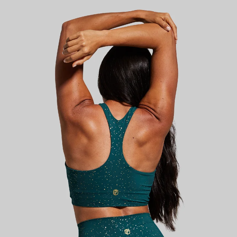 Synergy Cropped Sports Bra (Pine Gold) Elegant Lace Lingerie