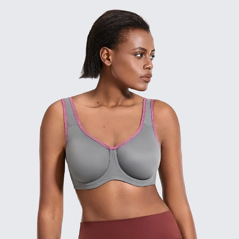 Zariyah High Impact Underwire Sports Bra |C-G Cup |Wall Grey Trendy Sports Bra