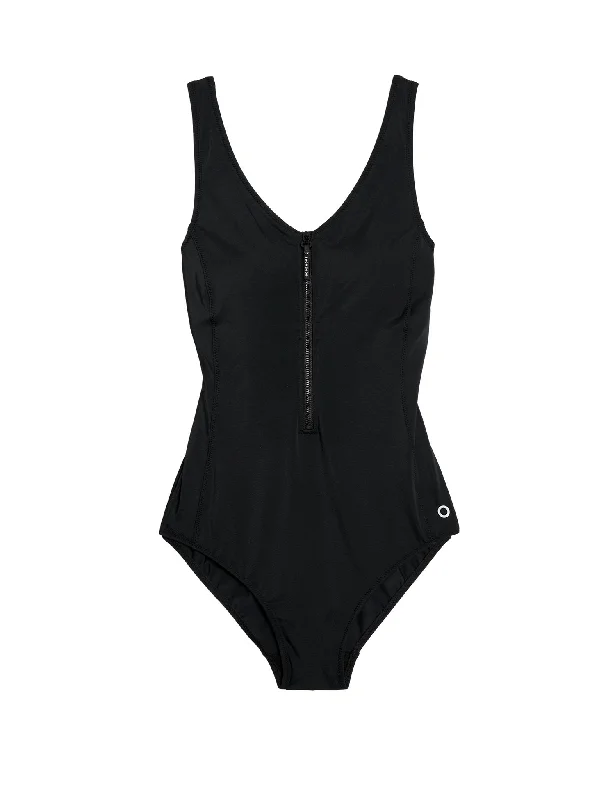 Active Zip Through Swimsuit V-Neck Swim Dress