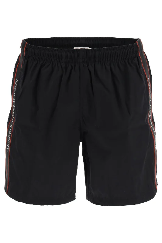 Alexander mcqueen swimtrunks with logo selvedge 603050 4419Q BLACK Quick-Dry Swimsuit