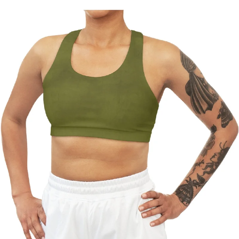 Autumn Green Seamless Sports Bra Soft Cup Bra