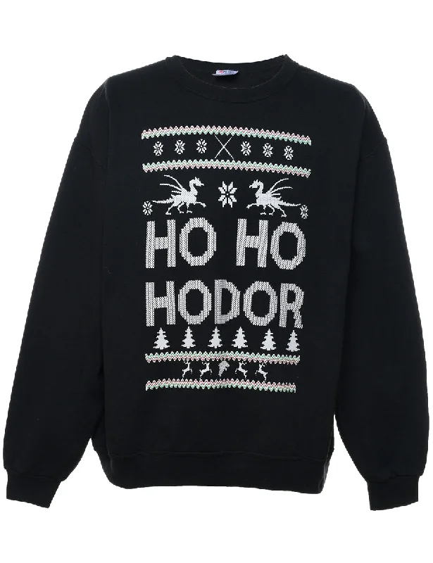 Black Game Of Throne Design Christmas Sweatshirt - XL Hoodie with Oversized Fit Loose Comfortable Black Game Of Throne Design Christmas Sweatshirt - XL Hoodie with Oversized Fit Loose Comfortable