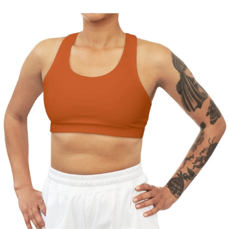 Burnt Orange Seamless Sports Bra Lace Back Bra