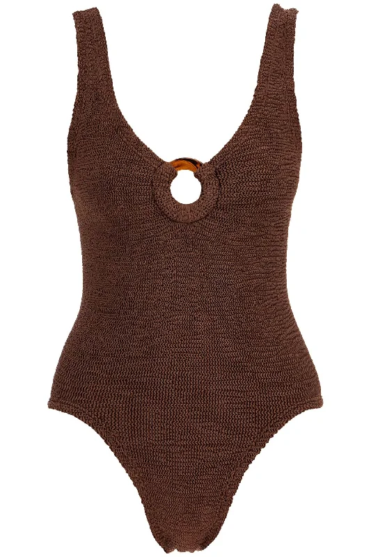 celine metallic one-piece swims CELINE SWIM M METALLIC CRINKLE METALLIC CHOCOLATE Sexy Monokini Swimsuit