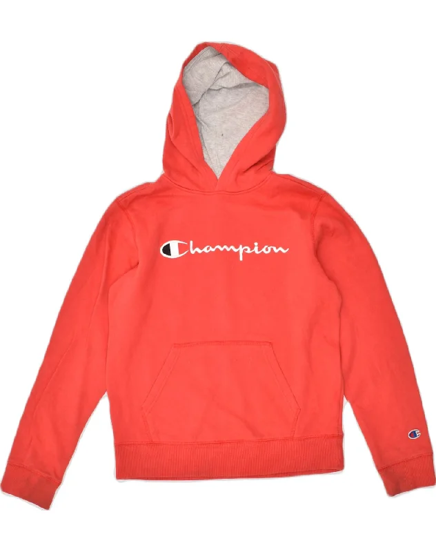 CHAMPION Womens Graphic Hoodie Jumper UK 18 XL Red Cotton Hoodie with Zipper Placket Modern Functional CHAMPION Womens Graphic Hoodie Jumper UK 18 XL Red Cotton Hoodie with Zipper Placket Modern Functional