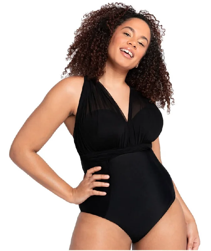 Curvy Kate Wrapsody Bandeau One Piece Swimsuit - Black Halter Neck Swimsuit