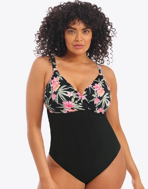 Elomi Dark Tropics Moulded Swimsuit Black Bold Color Swimsuit