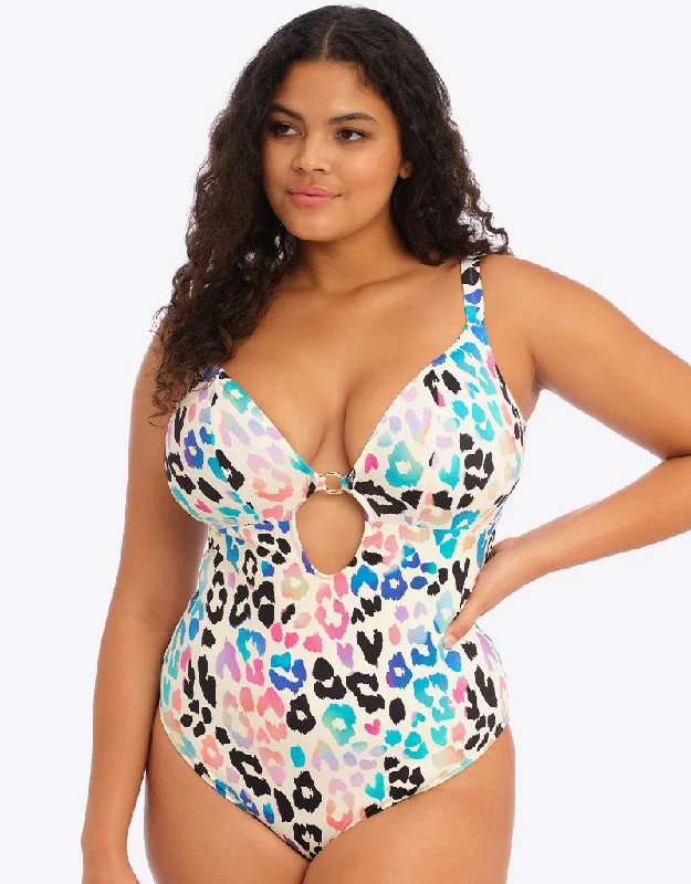 Elomi Party Bay Non-Wired Plunge Swimsuit Multi Mesh Swimsuit Top