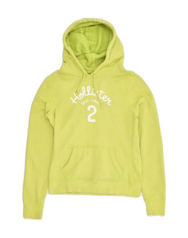 HOLLISTER Womens Graphic Hoodie Jumper UK 12 Medium Green Cotton Hoodie with Set-In Sleeves Structured Classic HOLLISTER Womens Graphic Hoodie Jumper UK 12 Medium Green Cotton Hoodie with Set-In Sleeves Structured Classic