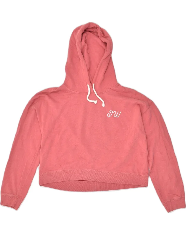 JACK WILLS Womens Crop Hoodie Jumper UK 14 Large Pink Cotton Hoodie with Puffed Sleeves Voluminous Trendy JACK WILLS Womens Crop Hoodie Jumper UK 14 Large Pink Cotton Hoodie with Puffed Sleeves Voluminous Trendy