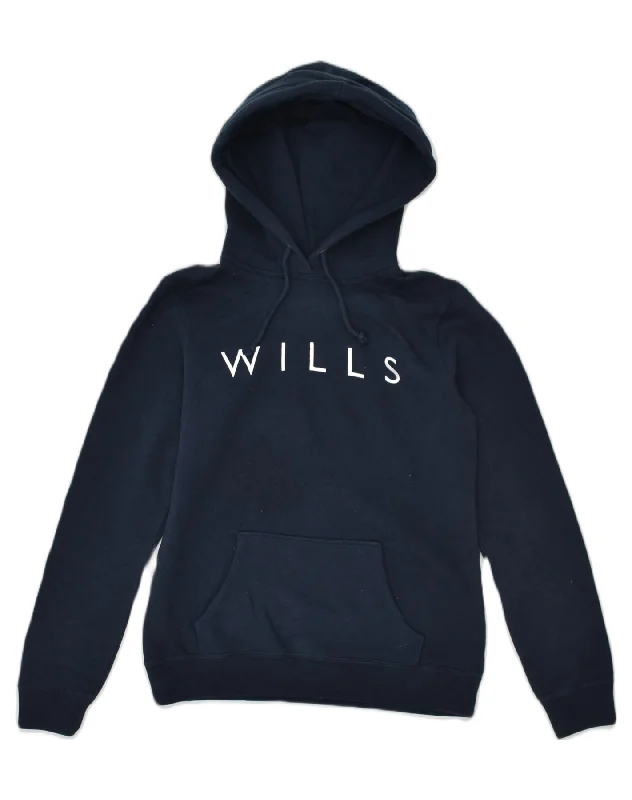 JACK WILLS Womens Graphic Hoodie Jumper UK 12 Medium Navy Blue Cotton Hoodie with Elastic Waist Stretchable Comfortable JACK WILLS Womens Graphic Hoodie Jumper UK 12 Medium Navy Blue Cotton Hoodie with Elastic Waist Stretchable Comfortable