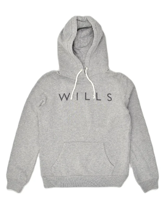 JACK WILLS Womens Graphic Hoodie Jumper UK 8 Small Grey Cotton Hoodie with Rolled Sleeves Casual Relaxed JACK WILLS Womens Graphic Hoodie Jumper UK 8 Small Grey Cotton Hoodie with Rolled Sleeves Casual Relaxed