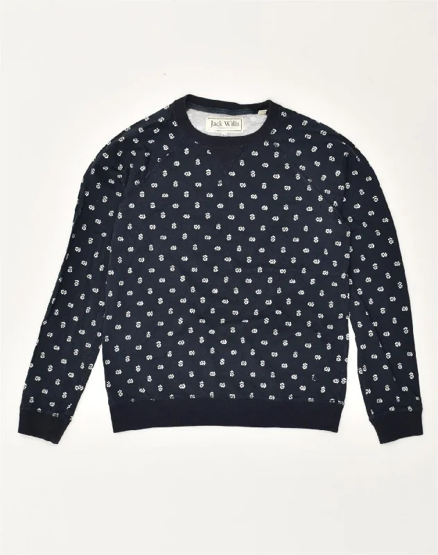 JACK WILLS Womens Sweatshirt Jumper UK 10 Small Navy Blue Floral Cotton Hoodie with Elastic Cuffs Stretchable Comfortable JACK WILLS Womens Sweatshirt Jumper UK 10 Small Navy Blue Floral Cotton Hoodie with Elastic Cuffs Stretchable Comfortable