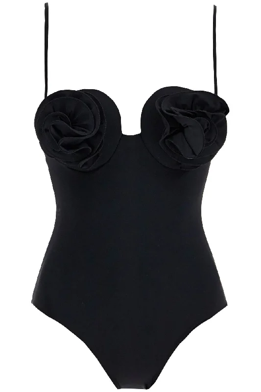 one-piece flower swims 801722 BLACK Cross-Back Bikini