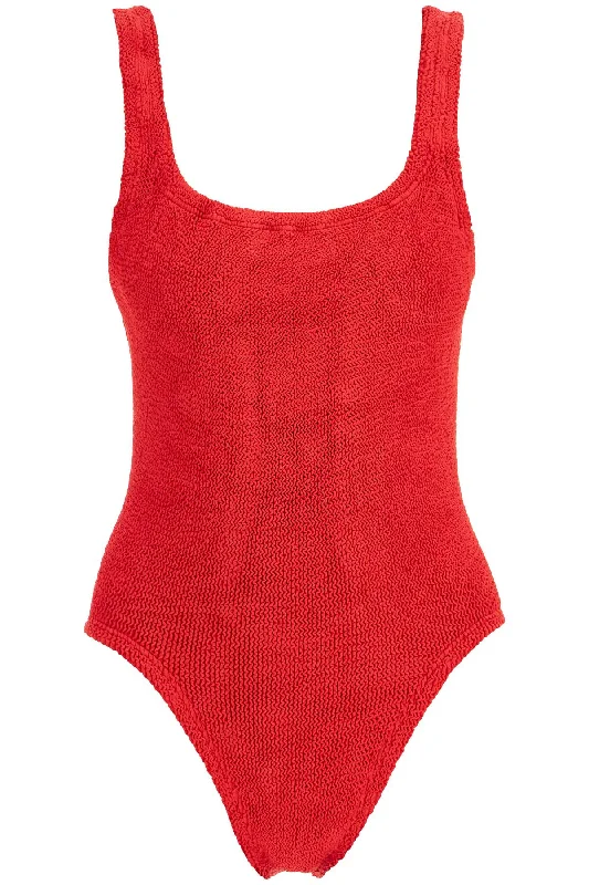 one-piece square neck swims SQUARE NECK SWIM M CRINKLE RED Casual Swim Dress