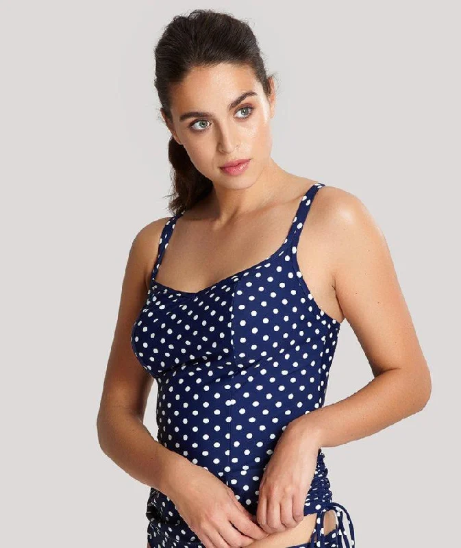 Panache Swimwear Anya Spot Balconnet Underwired Tankini Top - Navy/White Sexy Monokini Swimsuit