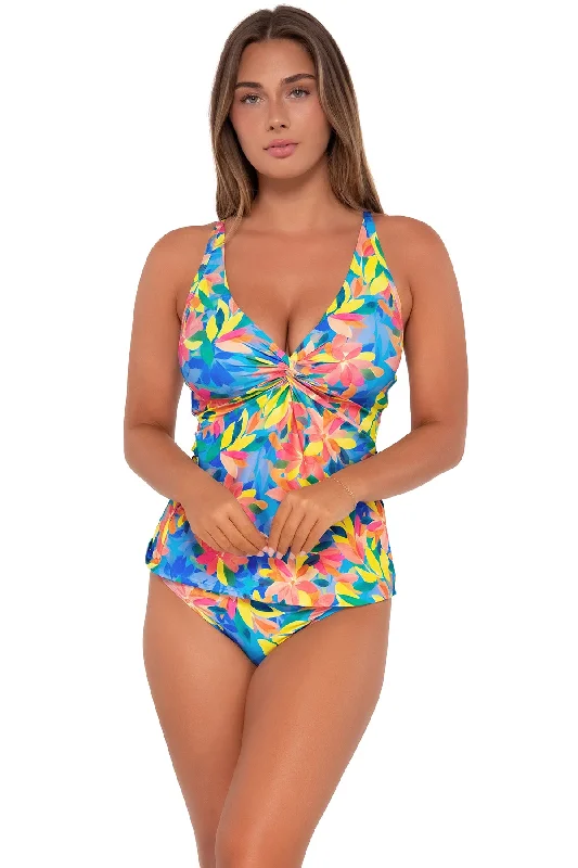 Sunsets Shoreline Petals Forever Tankini Top Mesh Detail Bikini