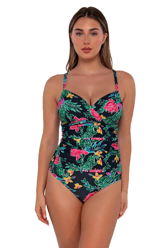 Sunsets Twilight Blooms Serena Tankini Top Beachy Ruffle Bikini