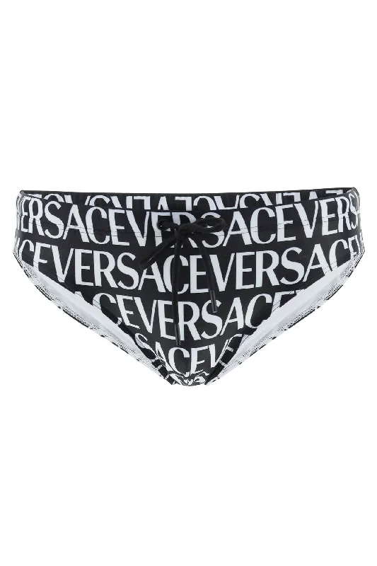 Versace versace allover swim briefs 1002515 1A05460 BLACK WHITE Vibrant Bikini Bottoms