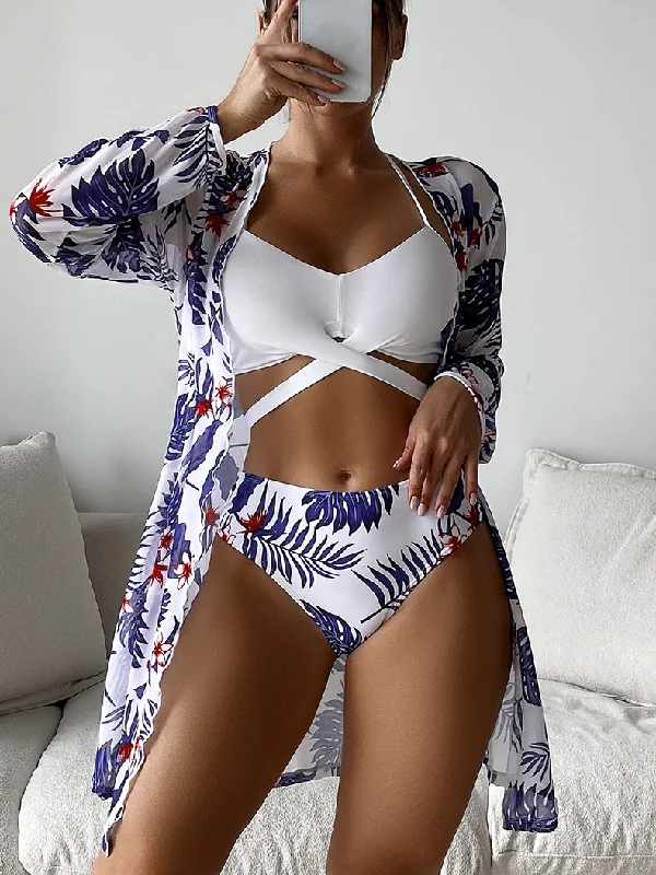 White Printed Three Piece Set