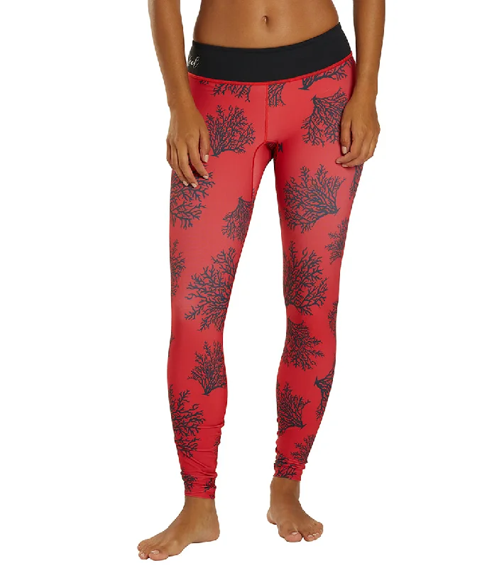 Xcel Women's Water Inspired Premium Stretch 8oz Swim Tights Red Coral Print/ Black Vibrant Bikini Design