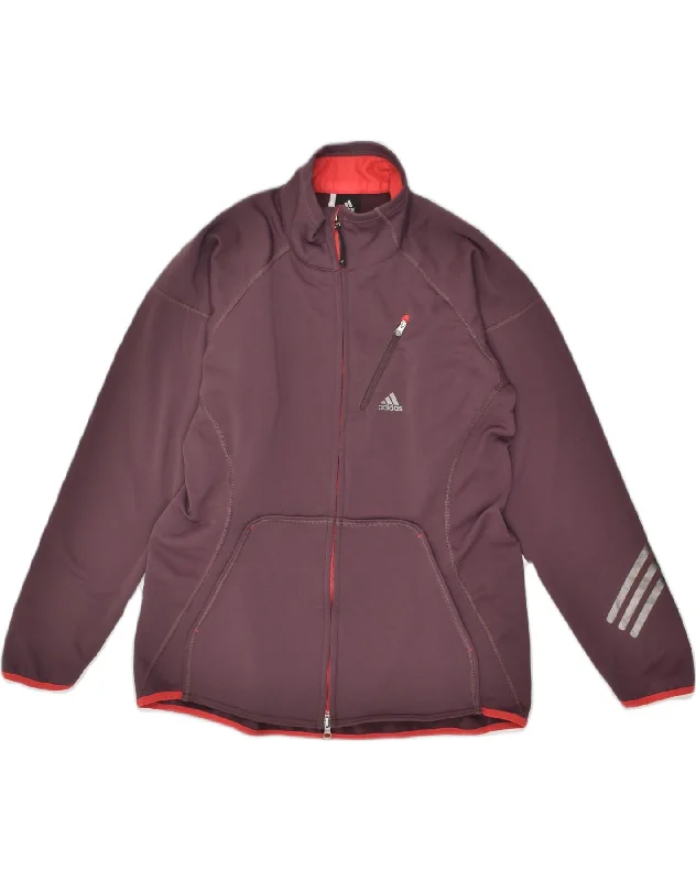 ADIDAS Womens Clima 365 Tracksuit Top Jacket UK 18 XL Maroon Polyester Fleece Fabric Down Fabric Feather Fabric