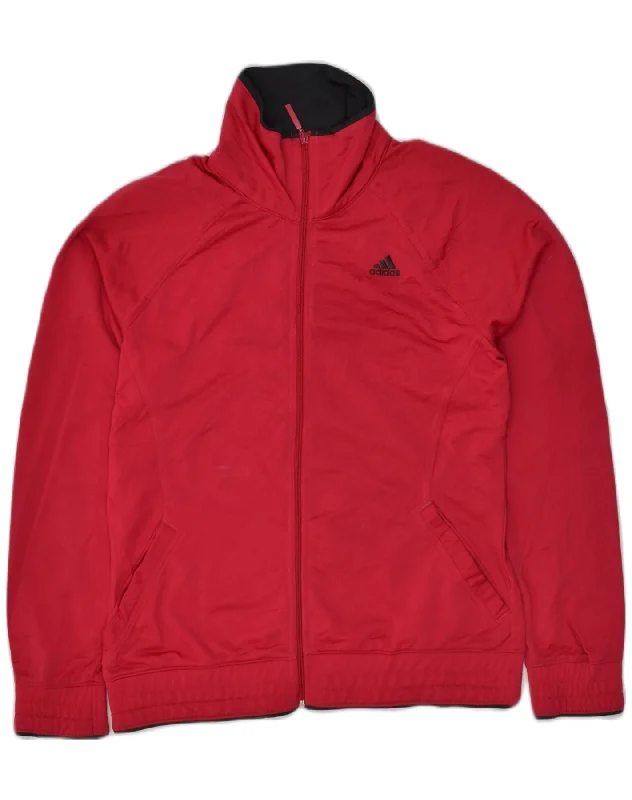 ADIDAS Womens Graphic Tracksuit Top Jacket UK 14 Large  Red Anorak Shell Jacket Lightweight Jacket