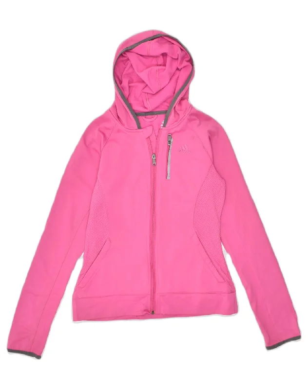 ADIDAS Womens Hooded Tracksuit Top Jacket UK 10 Small  Pink Polyester Chenille Jacket Brocade Jacket Lace Jacket