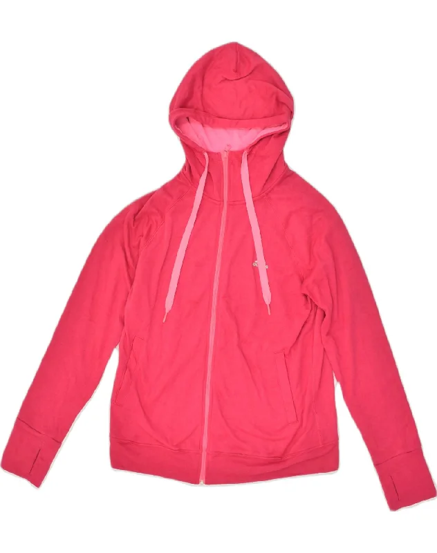 ADIDAS Womens Hooded Tracksuit Top Jacket UK 16/18 Large Pink Polyester Notch Collar Jacket Peter Pan Collar Jacket Cowl Neck Jacket