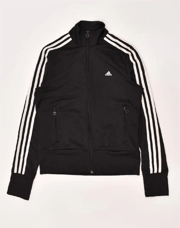 ADIDAS Womens Tracksuit Top Jacket UK 10 Small  Black Polyester Nylon Jacket Polyester Jacket Spandex Jacket