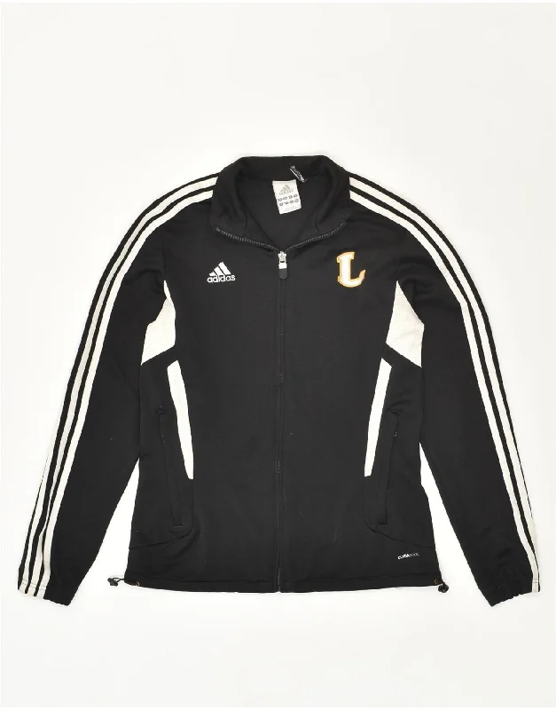 ADIDAS Womens Tracksuit Top Jacket UK 10 Small Black Polyester Appliqued Jacket Beaded Jacket Sequined Jacket