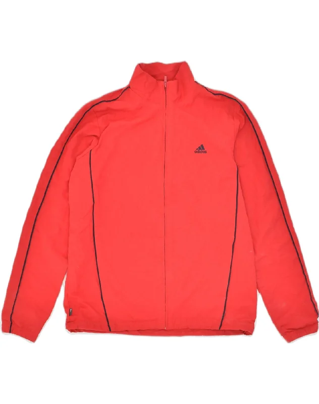 ADIDAS Womens Tracksuit Top Jacket UK 10 Small Red Polyester Anorak Shell Jacket Lightweight Jacket