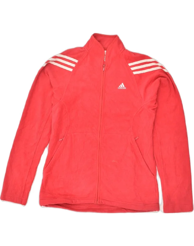 ADIDAS Womens Tracksuit Top Jacket UK 12 Medium Red Polyester Denim Jacket Leather Jacket Suede Jacket