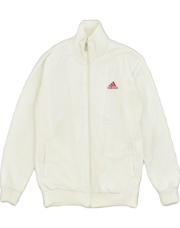 ADIDAS Womens Tracksuit Top Jacket UK 12 Medium White Polyester Faux Fur Jacket Real Fur Jacket Shearling Jacket