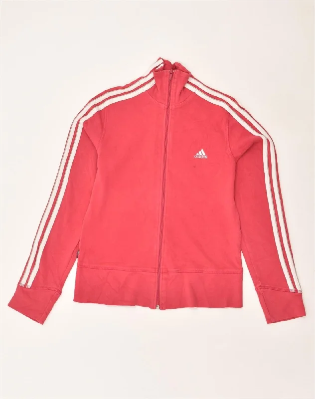 ADIDAS Womens Tracksuit Top Jacket UK 14 Medium Pink Cotton Embroidered Jacket Appliqued Jacket Beaded Jacket