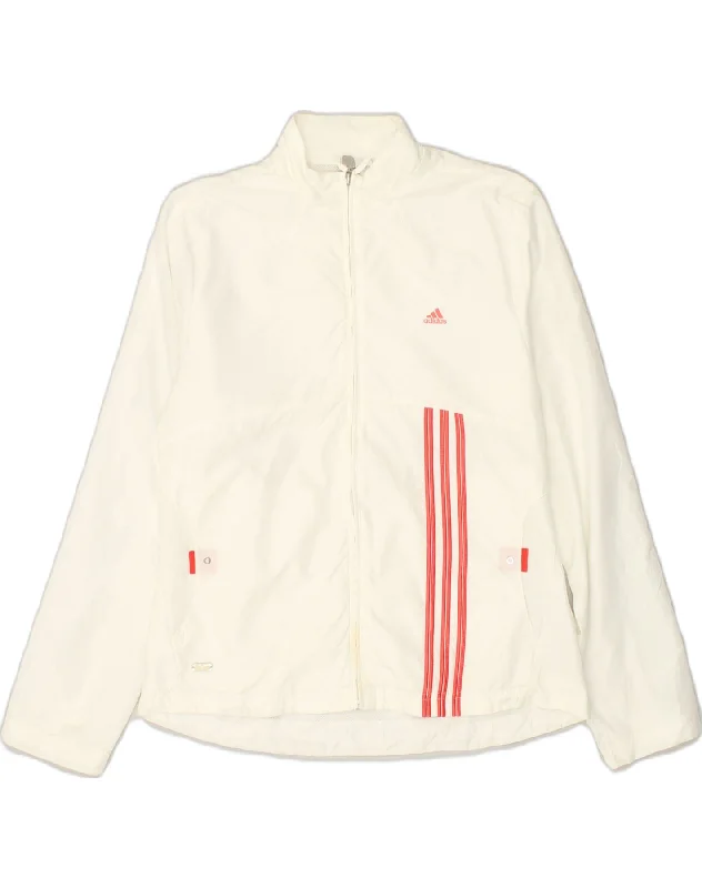 ADIDAS Womens Tracksuit Top Jacket UK 16 Large White Polyester Corduroy Jacket Velvet Jacket Brocade Jacket