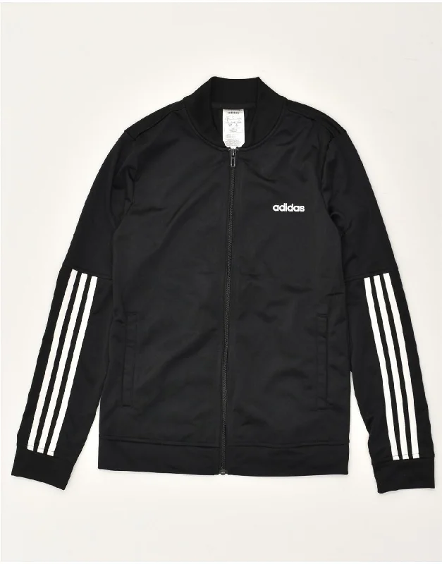 ADIDAS Womens Tracksuit Top Jacket UK 8/10 Small Black Polyester Denim Jacket Leather Jacket Suede Jacket