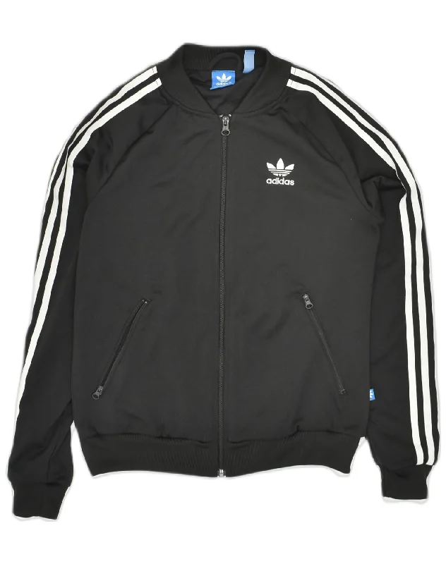 ADIDAS Womens Tracksuit Top Jacket UK 8 Small Black Polyester Jacket Blazer Coat