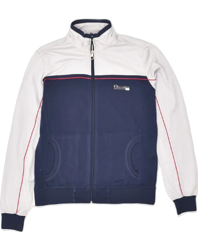 CHAMPION Womens Heritage Fit Tracksuit Top Jacket UK 14 Large Navy Blue Zippered Jacket Buttoned Jacket Snapped Jacket