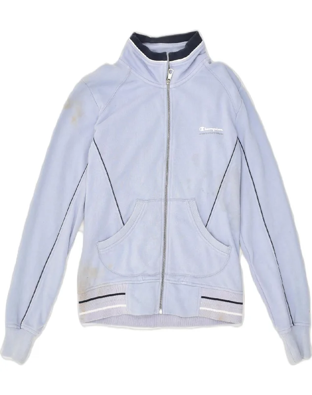 CHAMPION Womens Tracksuit Top Jacket UK 10 Small Blue Cotton Bomber Jacket Anorak Windbreaker