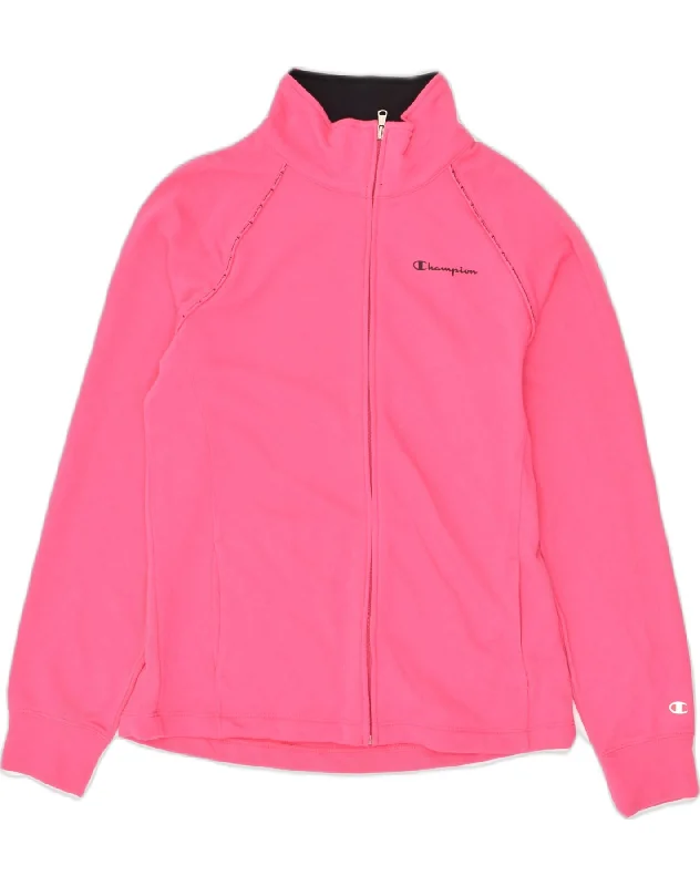 CHAMPION Womens Tracksuit Top Jacket UK 18 XL Pink Cotton Zip Front Button Front Snap Front