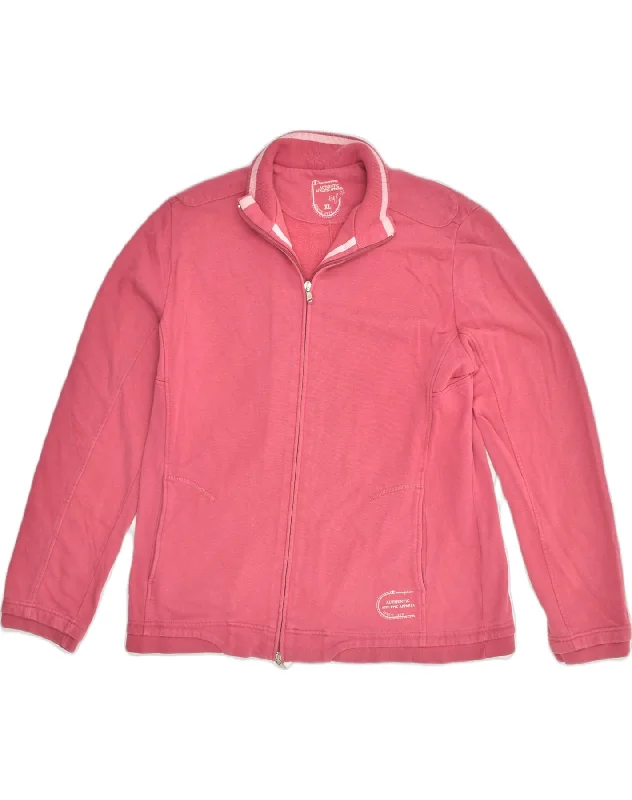 CHAMPION Womens Tracksuit Top Jacket UK 18 XL  Pink Cotton Notch Collar Peter Pan Collar Cowl Neck