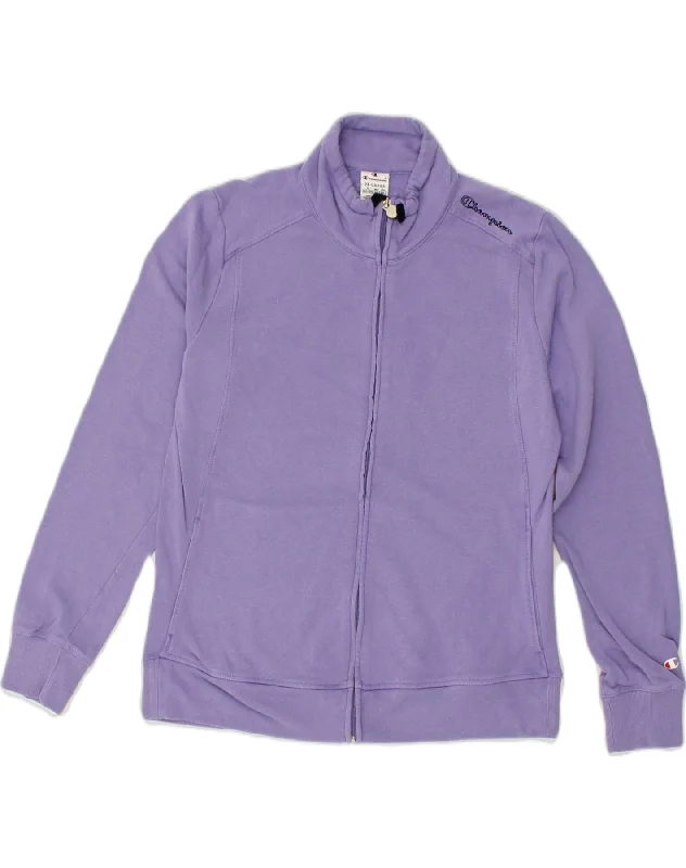 CHAMPION Womens Tracksuit Top Jacket UK 20 2XL Purple Cotton Fleece Jacket Down Jacket Parka